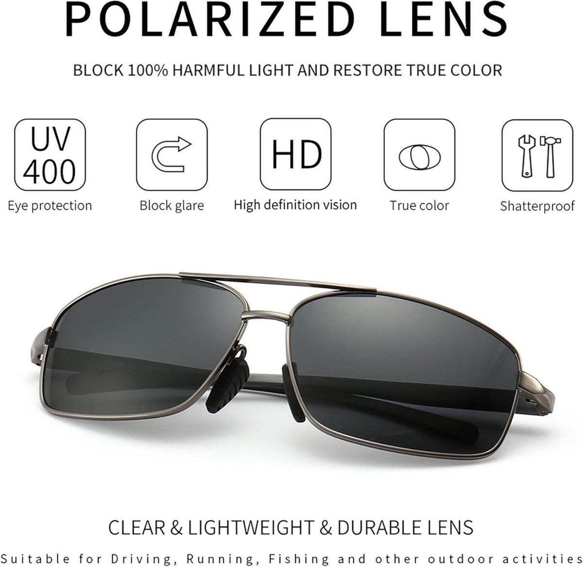 SUNGAIT Ultraleichte Polarisierte Sonnenbrille Herren UV400