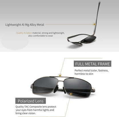 Polarisierte Sonnenbrille UV400 Schutz Rechteckig Herren CAT 3