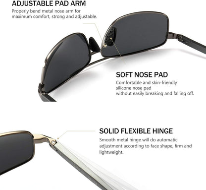 SUNGAIT Ultraleichte Herren Sonnenbrille Polarisierte rechteckige UV400 CAT 3