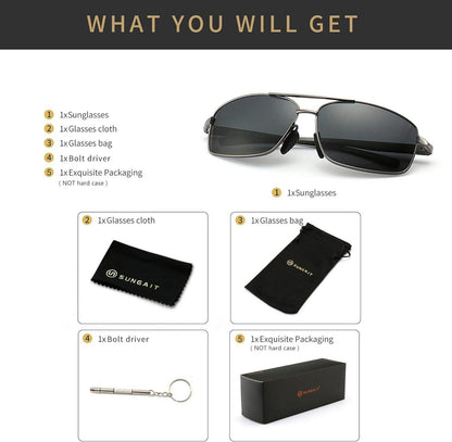 Ultraleichte Polarisierte Sonnenbrille Herren Rechteckig UV400 CAT 3