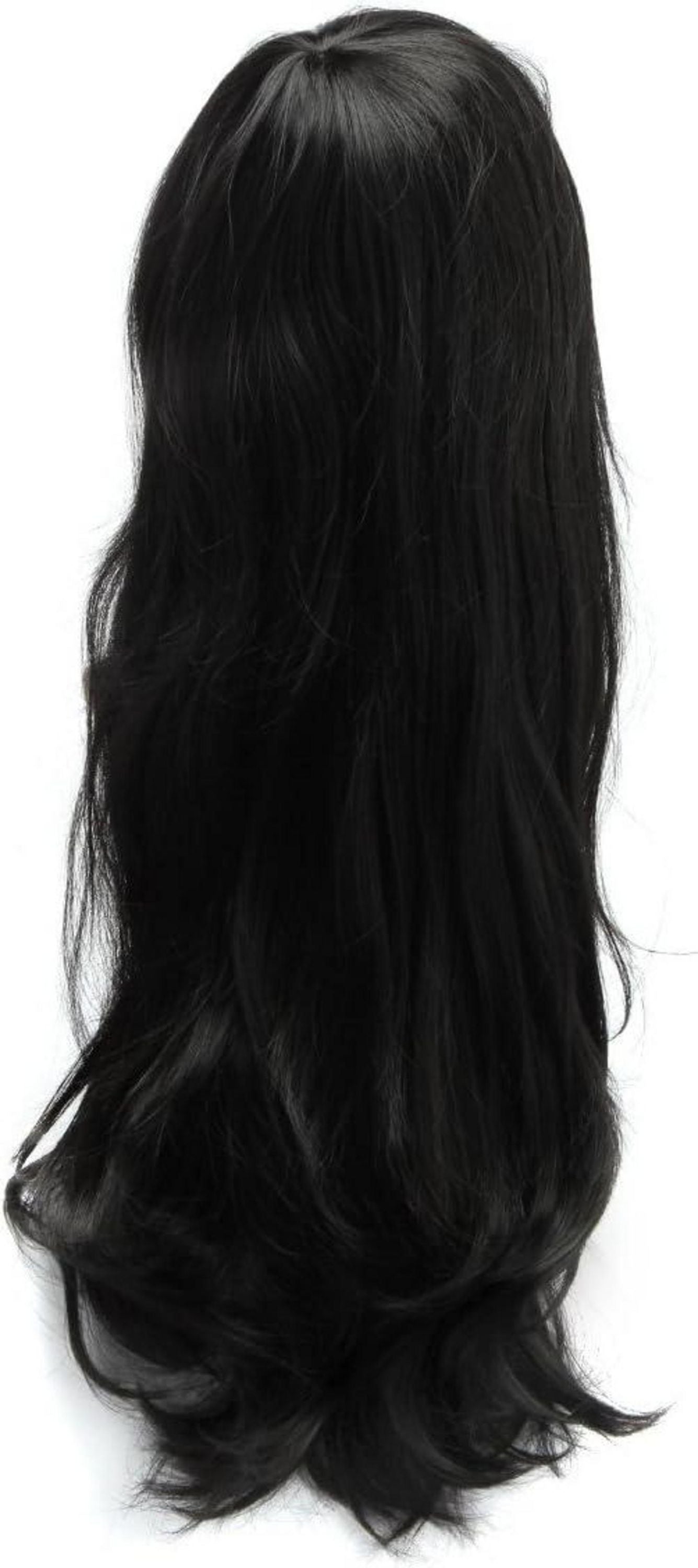 Schwarze Lockige Langhaarperücke für Karneval und Cosplay - 70cm