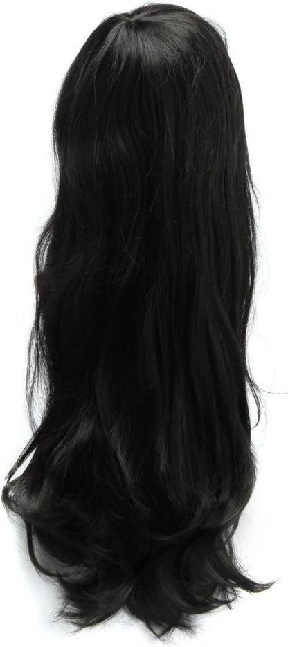 Schwarze Lockige Langhaarperücke für Karneval und Cosplay - 70cm