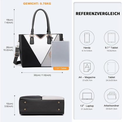 Miss Lulu Damen Handtasche Schultertasche Shopper V-Design