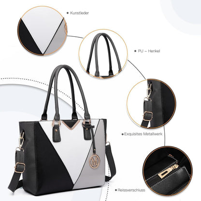 Miss Lulu Damen Handtasche Schultertasche Shopper V-Design