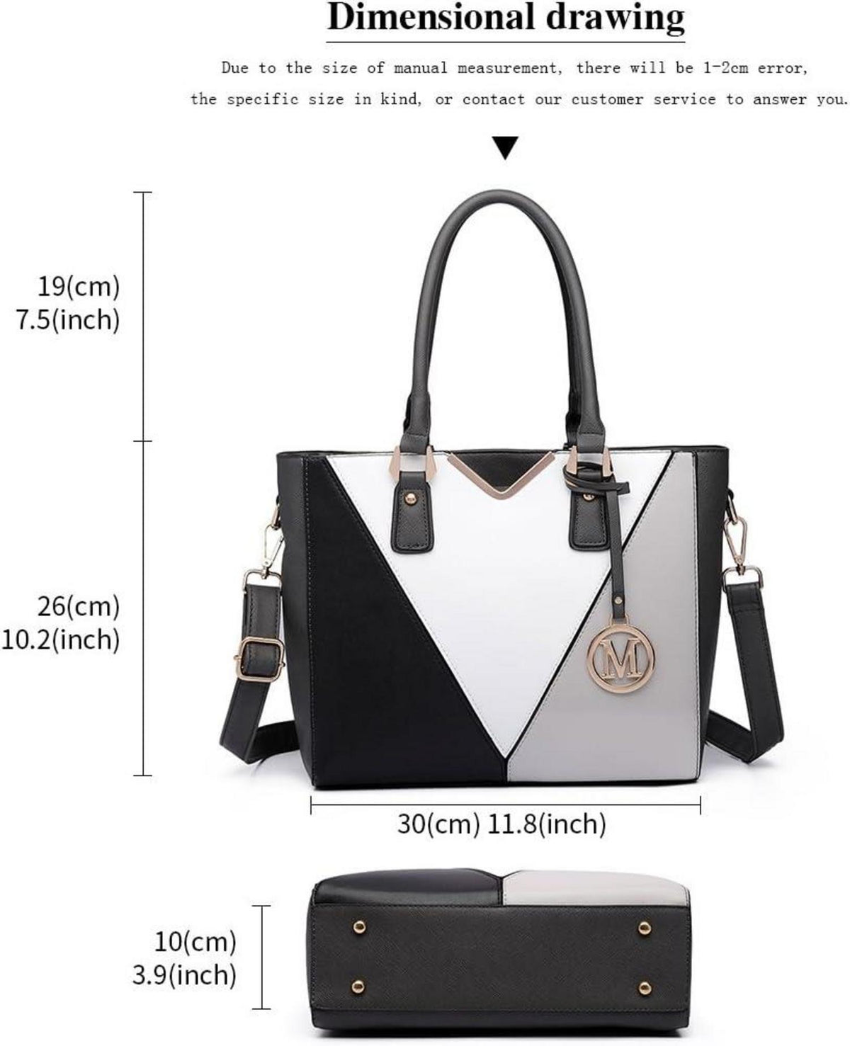 Miss Lulu Damen Handtasche V-förmiges Design Schultertasche Shopper Grey