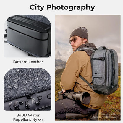 Kamerarucksack DSLR 17L Fototasche für Canon Nikon Sony Olympus Grau