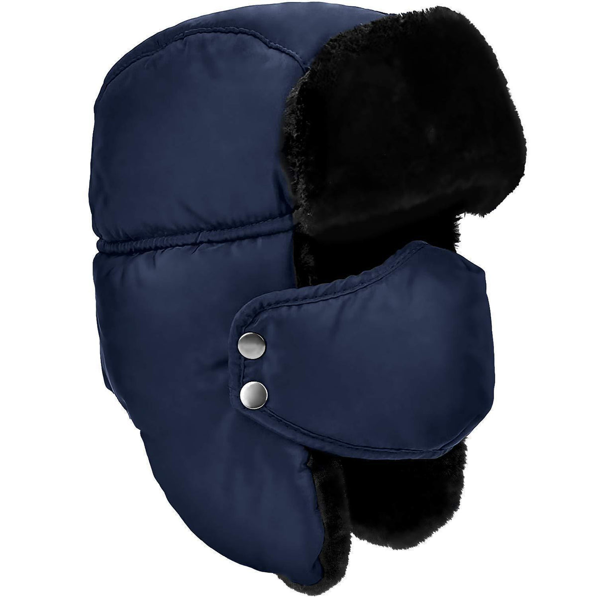 Winter Trapperhut mit Ohrenklappen Marineblau & Schwarz
