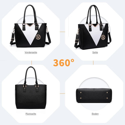 Miss Lulu Damen Handtasche Schultertasche Shopper V-Design