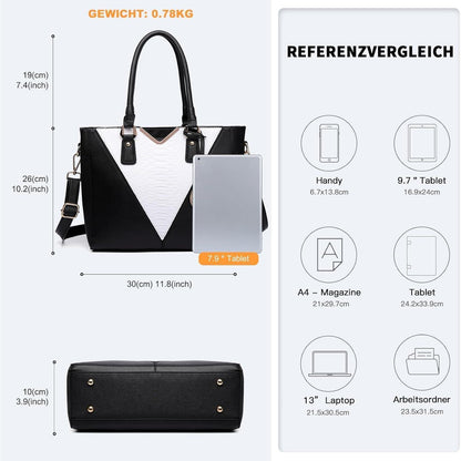 Miss Lulu Damen Handtasche Schultertasche Shopper V-Design