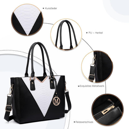 Miss Lulu Damen Handtasche Schultertasche Shopper V-Design