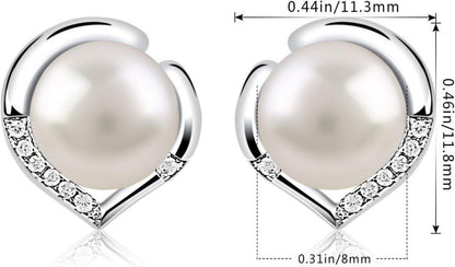 B.Catcher Süßwasserperlen Damen Ohrringe 925 Sterling Silber Herz Ohrstecker