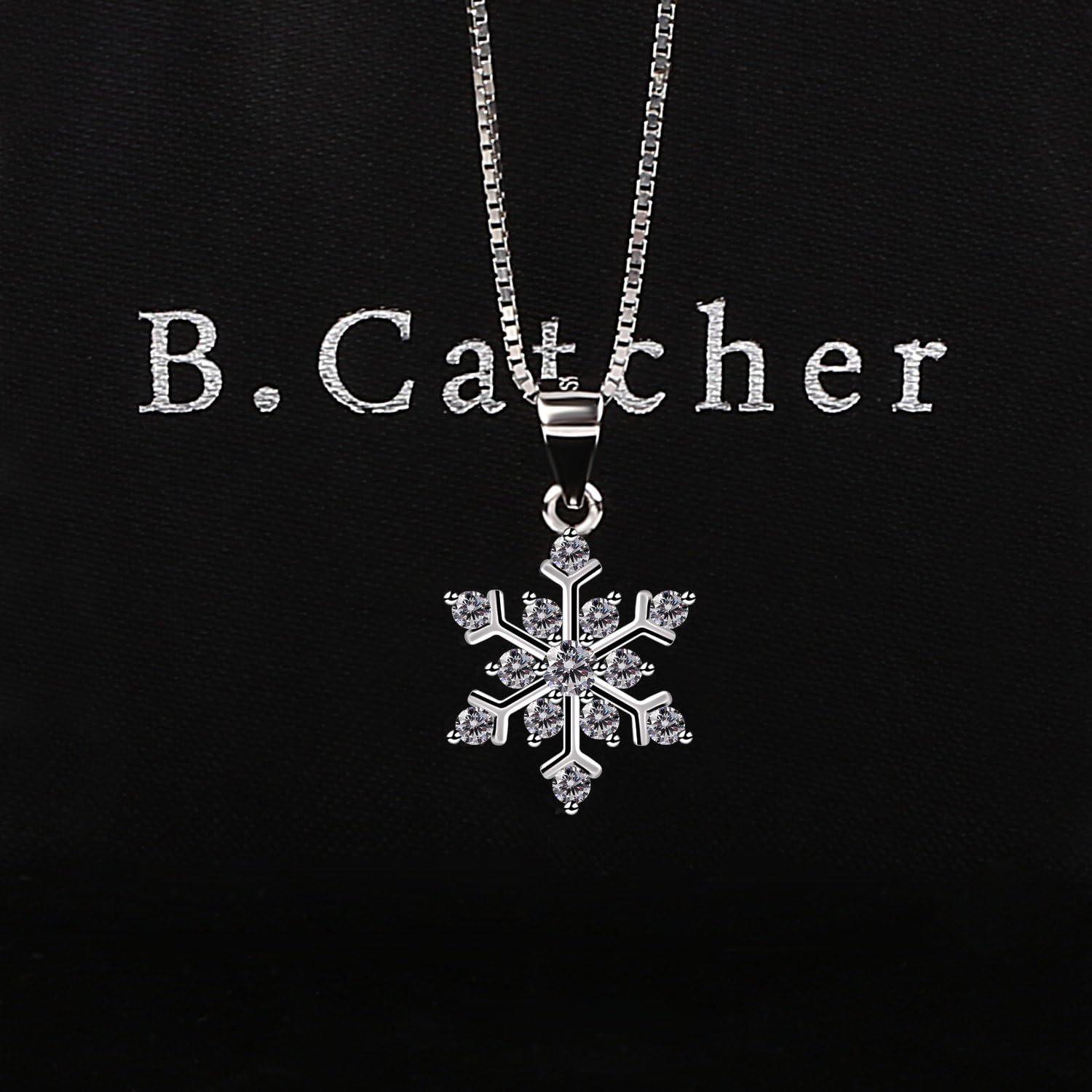Halskette Schneeflocken Damen 925 Sterling Silber Valentinstag Geschenk 45cm