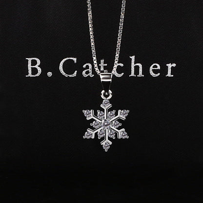 Halskette Schneeflocken Damen 925 Sterling Silber Valentinstag Geschenk 45cm