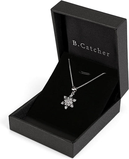 Halskette Schneeflocken Damen Kette Anhänger 925 Silber Valentinstag