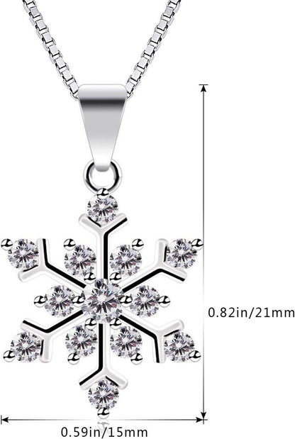 925 Sterling Silber Halskette Damen Schneeflocken Anhänger 45cm ''Die
