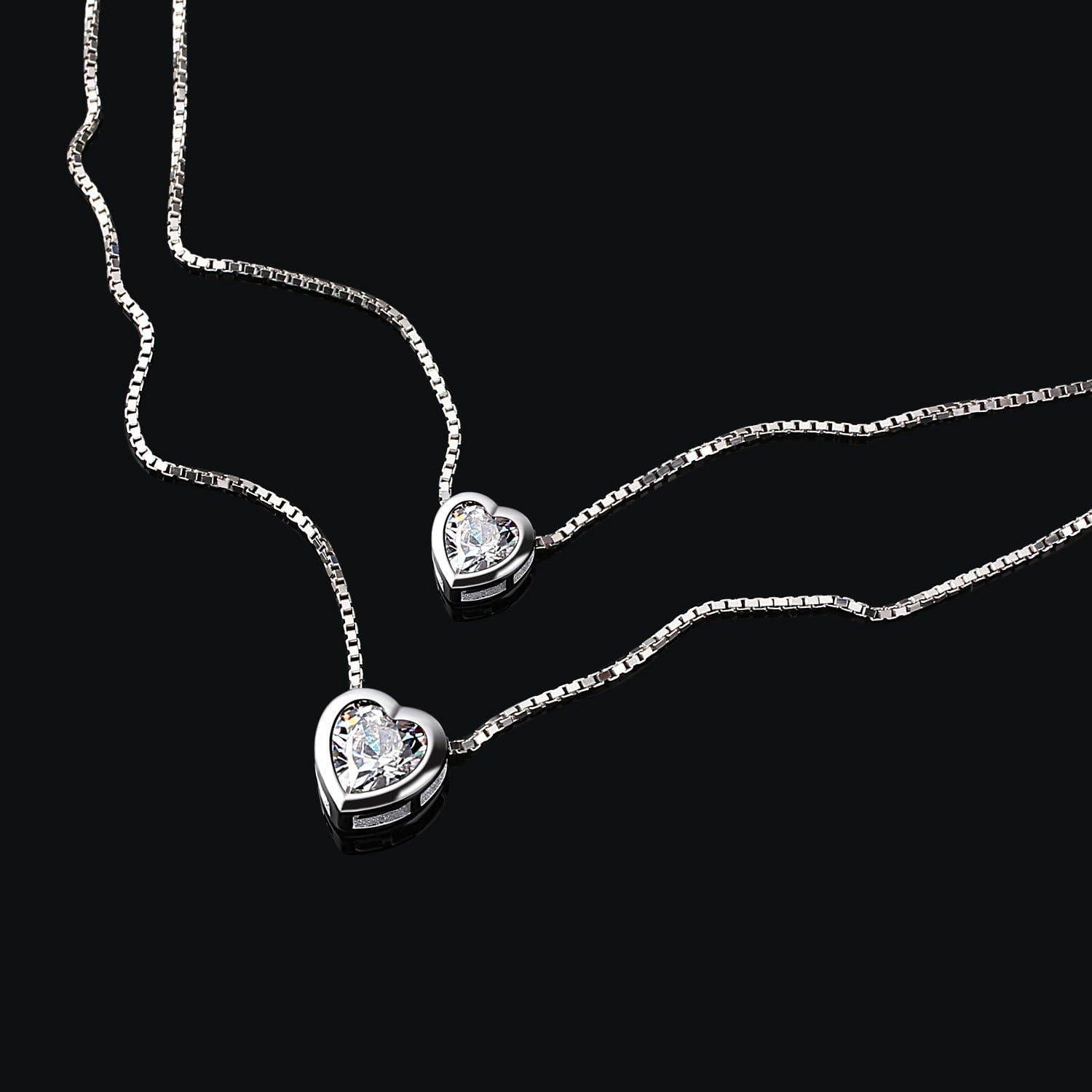 B.Catcher Damen Doppelkette Herz Halskette 925 Silber
