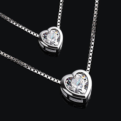 Doppelkette Herz Halskette 925 Sterling Silber Zirkonia Schmuck