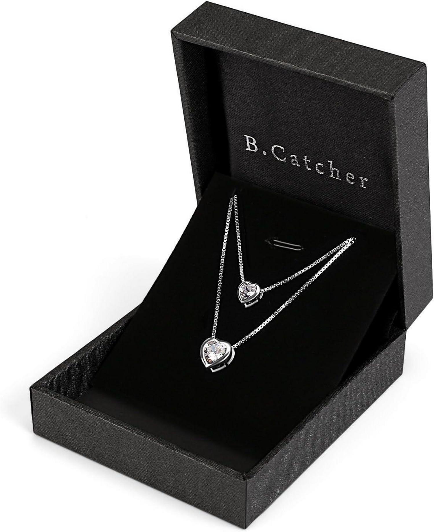 Damen Halskette Herz Anhänger Zirkonia 925 Silber Weihnachtsgeschenk