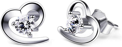 925 Sterling Silber Herz Ohrringe mit Zirkonia Steinen