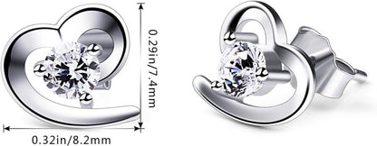 B.Catcher Herz Ohrringe Damen 925 Silber Ohrstecker Zirkonia Box