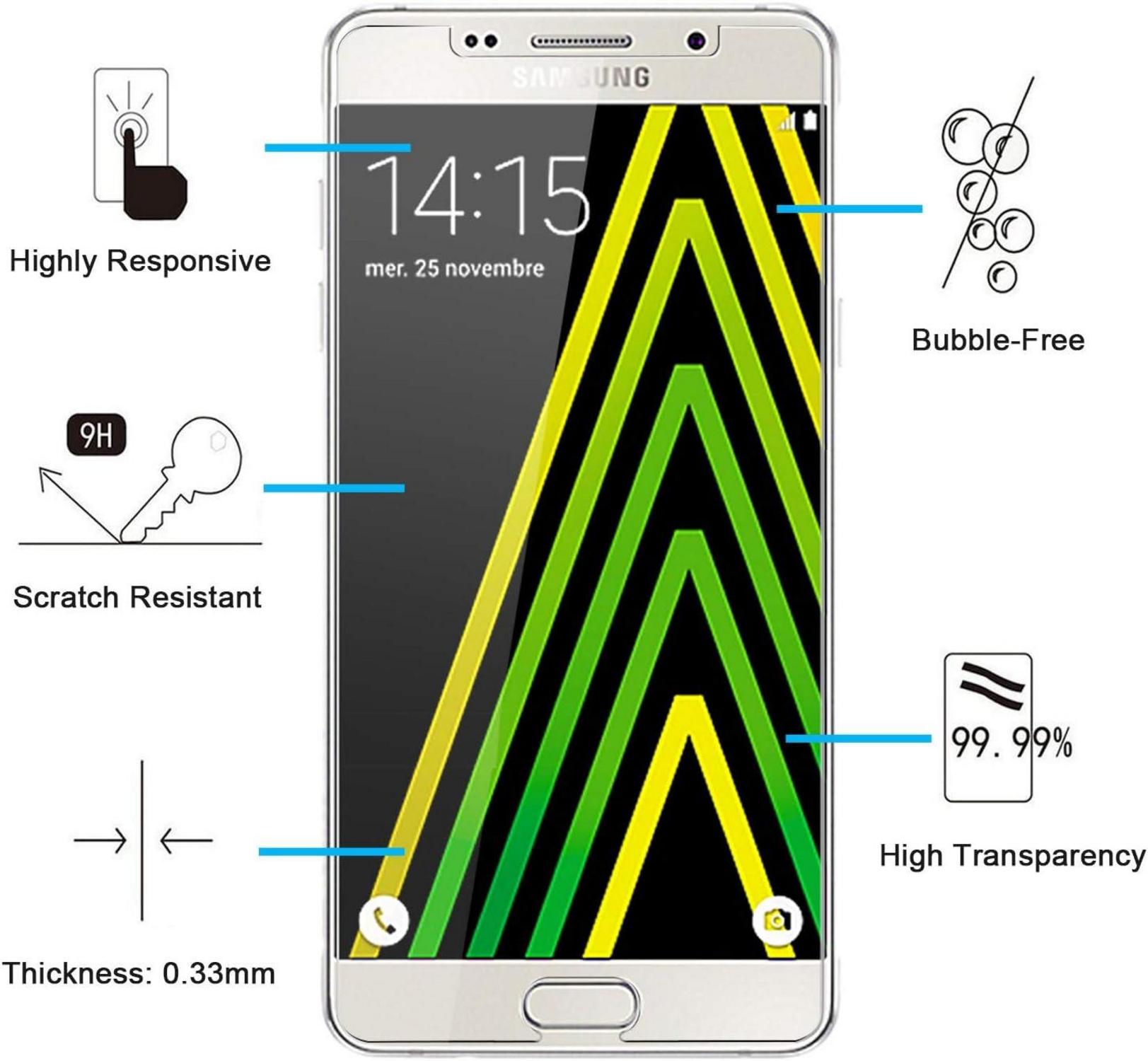 Panzer Schutz Glas Samsung Galaxy A5 2016 9H Härte 2 Stück