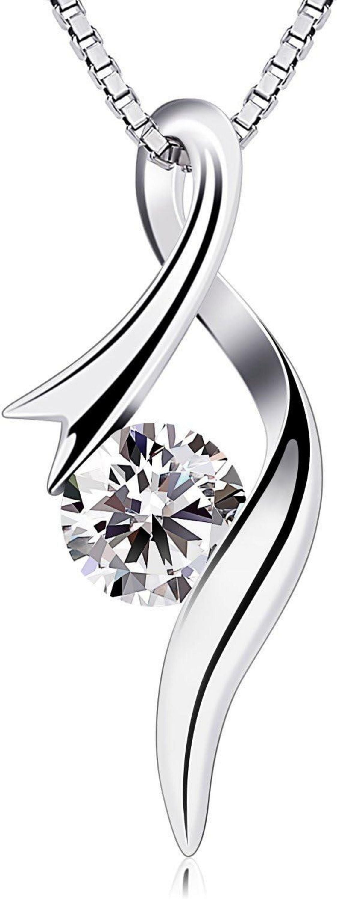 Zirkonia Notenschlüssel Anhänger 925 Sterling Silber Halskette