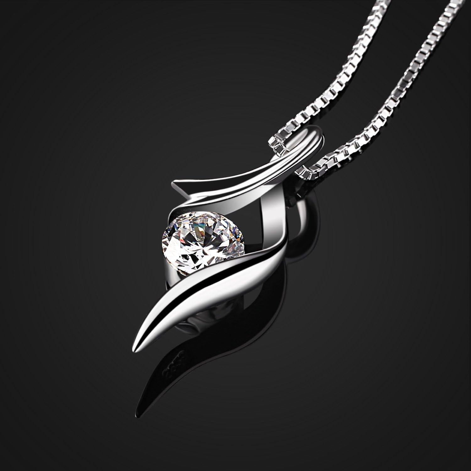 Zirkonia Notenschlüssel Anhänger 925 Sterling Silber Halskette