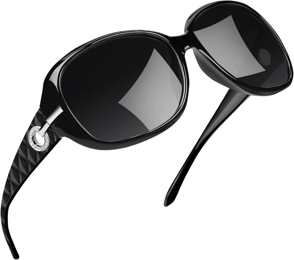 Polarisierte Sonnenbrille Damen Elegant Vintage XL Schwarz UV400