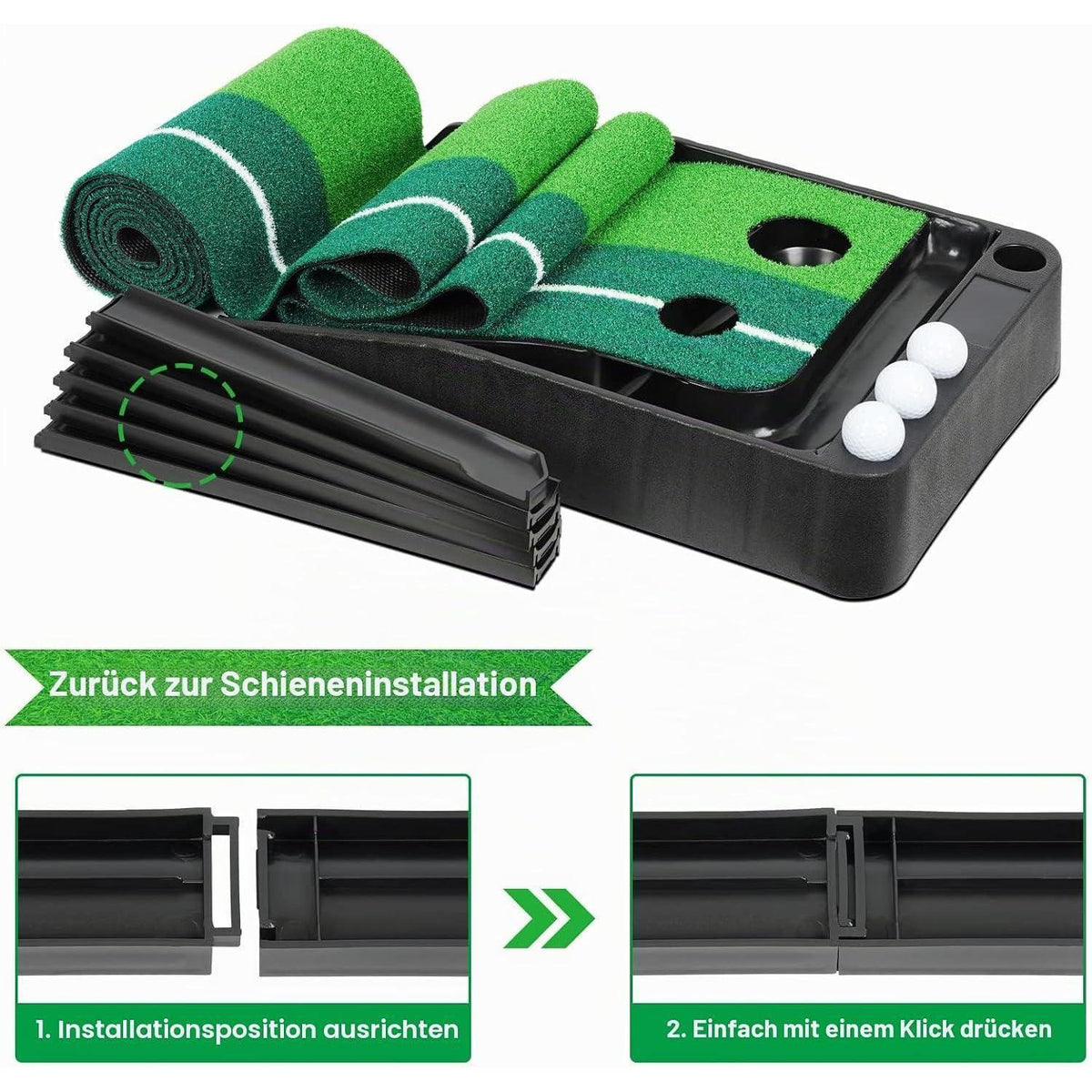 Golf Putting Matte mit automatischer Ballrückgabe