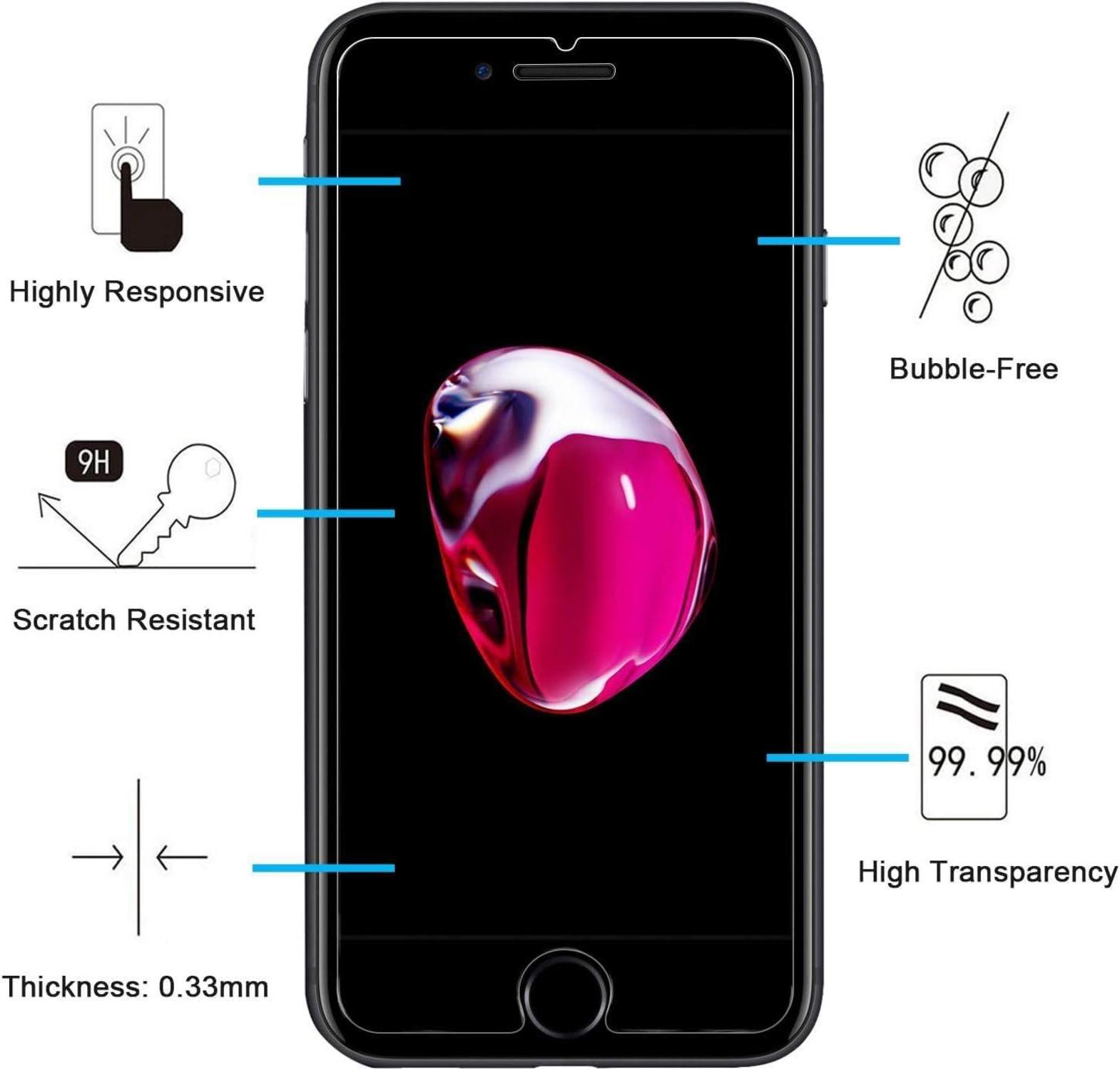 Panzer Schutz Glas iPhone 7 8 2 Stück 9H Härte Ultra-klar