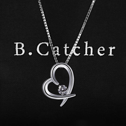 Herz Kette Damen Halskette 925 Sterlingsilber Zirkonium 45CM