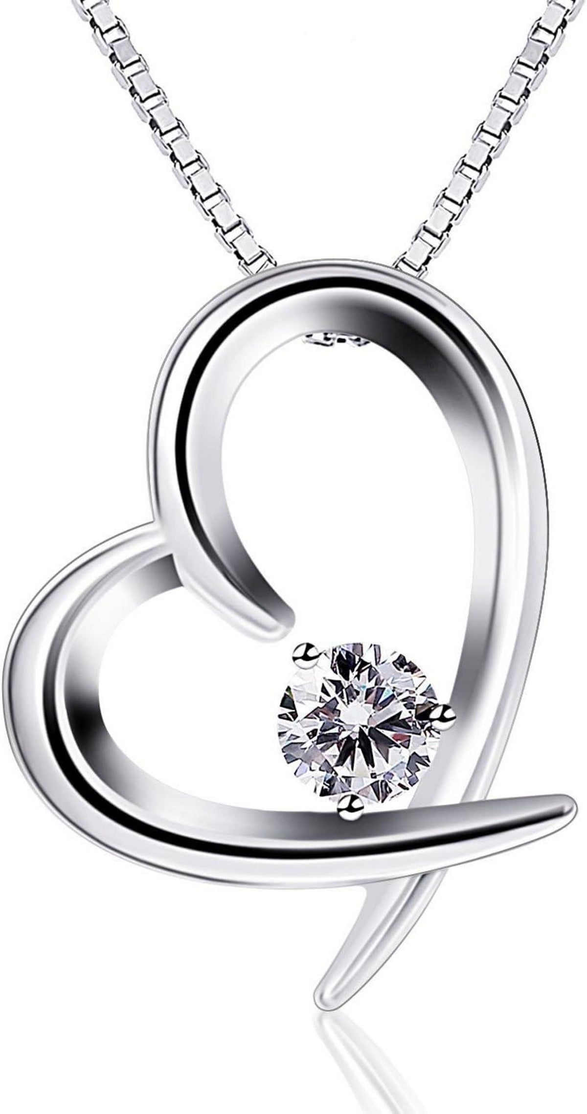Zirkonium Herz Halskette 925 Sterling Silber 45cm JpaRepository