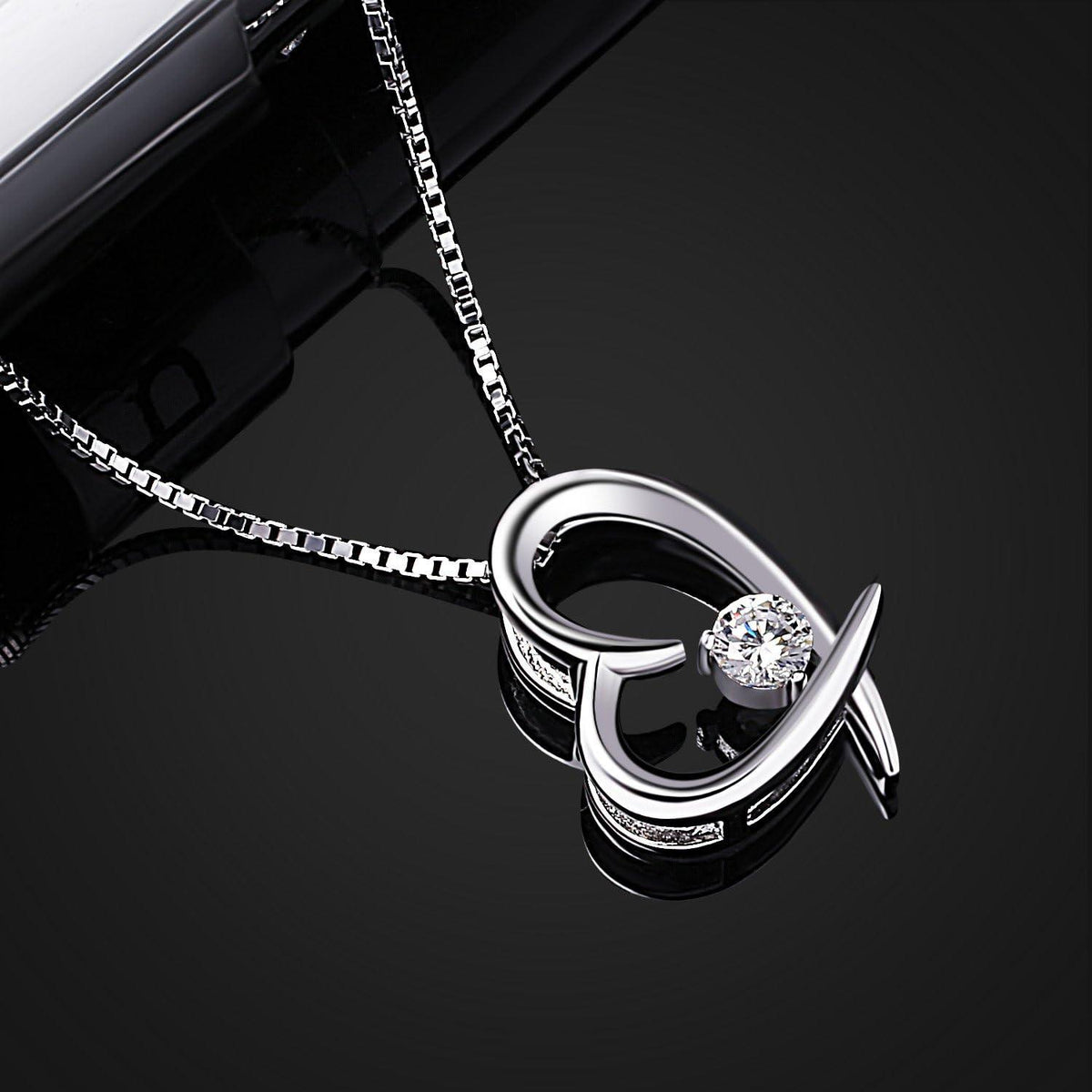 Zirkonium Herz Halskette 925 Sterling Silber 45cm JpaRepository