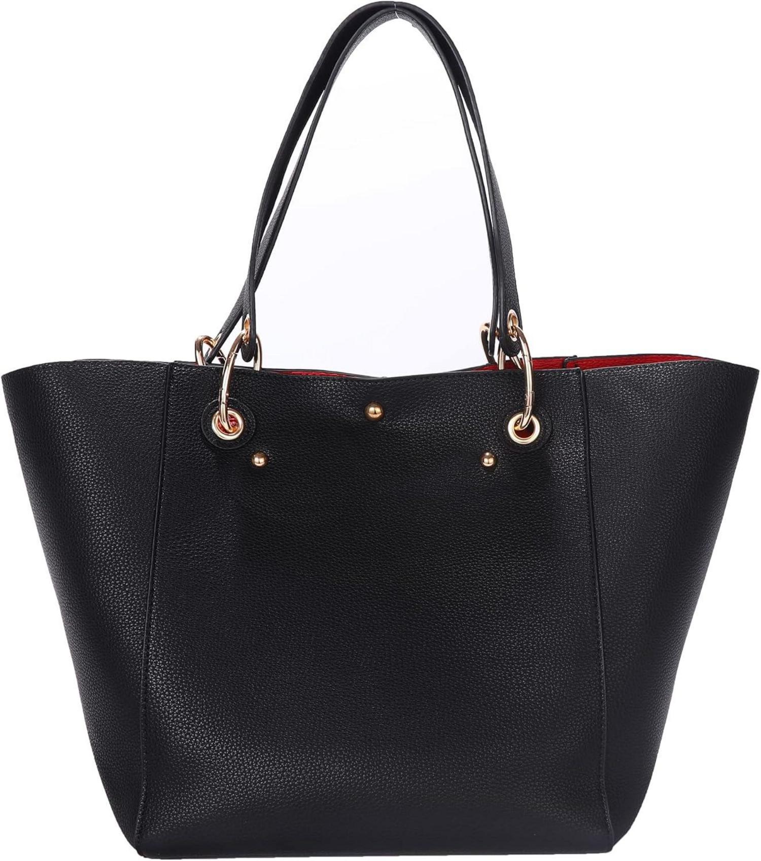 Damen Henkeltasche Leder Groß Shopper Schultertasche Schwarz