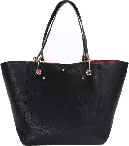 Damen Henkeltasche Leder Groß Shopper Schultertasche Schwarz