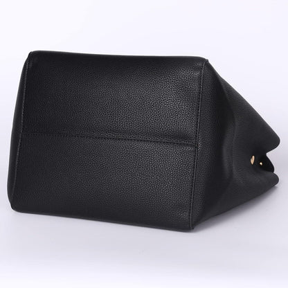 Große Damen Handtasche Schwarz PU Leder Henkeltasche Umhängetasche