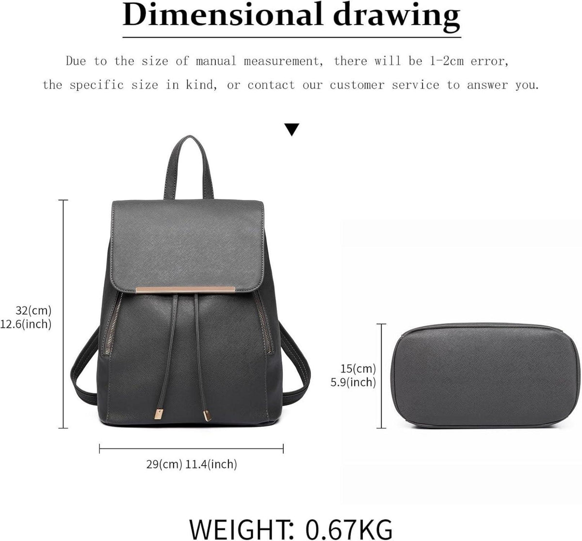 Eleganter Miss Lulu Damen Rucksack Kunstleder City Tasche