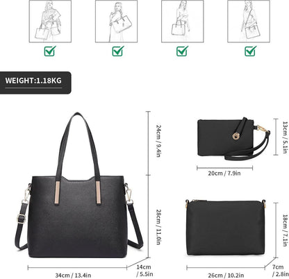 Damen Handtasche Schultertasche Tragetasche Tote Bag 3-teiliges Set