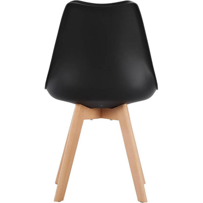 Esszimmerstühle Set 4er Schwarz | PU Sitz, Buchenholzbeine