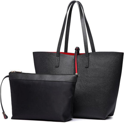 Modische Damen Schultertasche PU Leder 2-teilig Handtaschen-Set