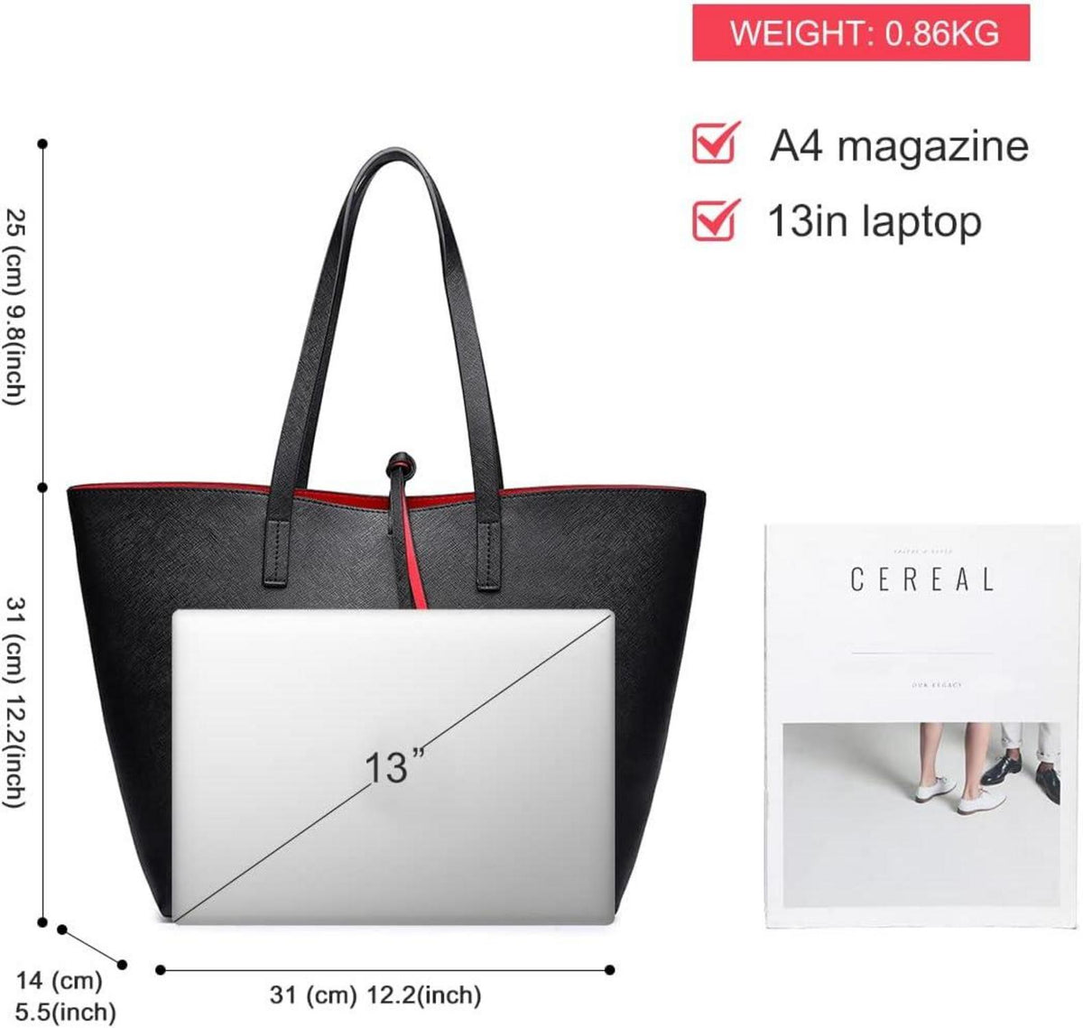 Miss Lulu Damen Schultertasche Shopper Henkeltasche Einkaufstasche PU-Leder 2-teiliges Set
