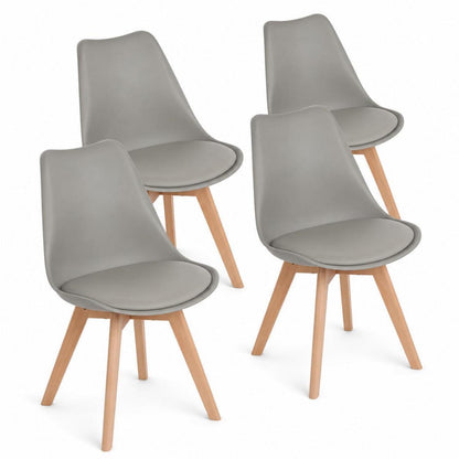 EGGREE Esszimmerstühle Set 4er - Skandinavisches Design, Grau