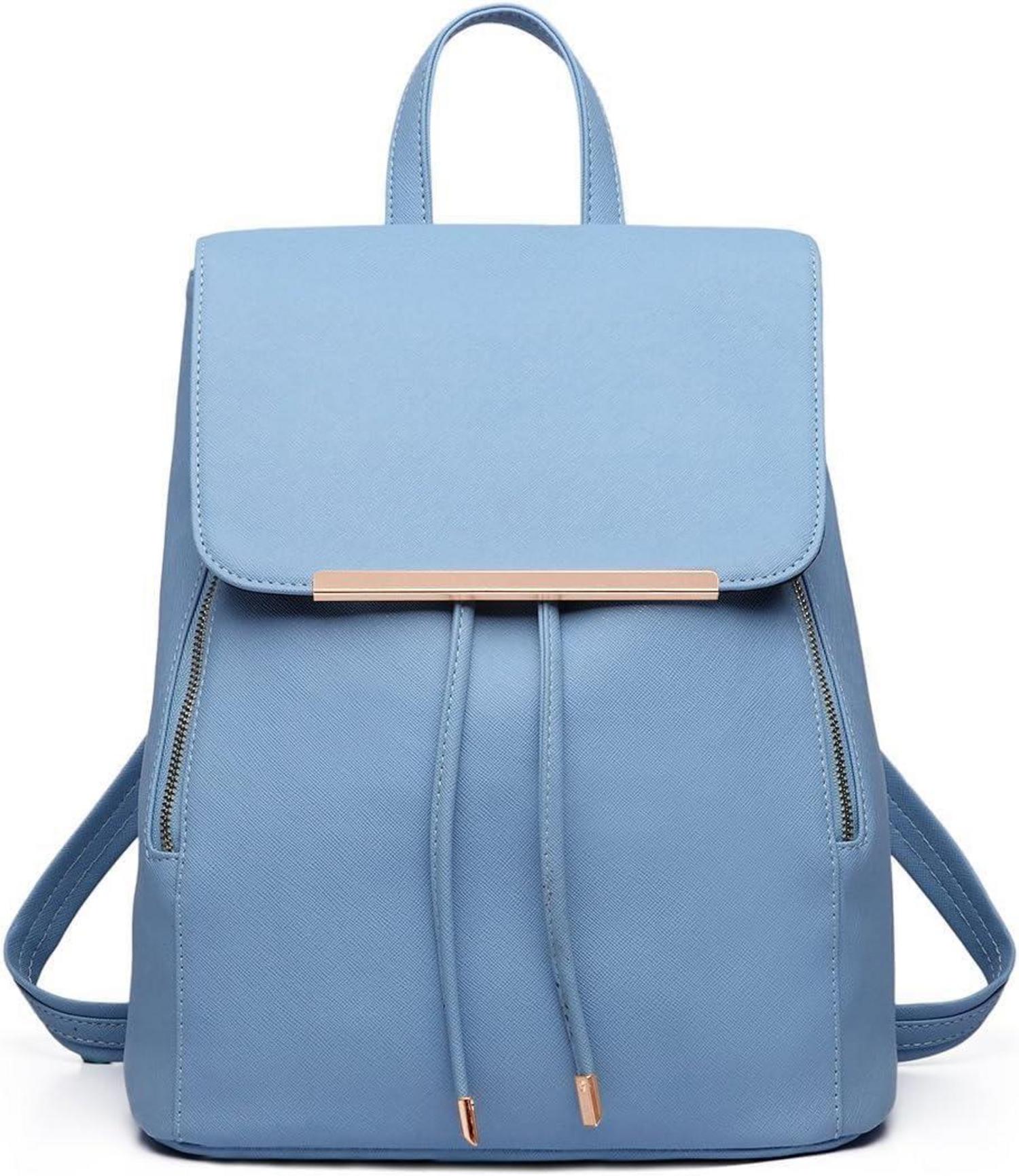 Damen Kunstleder Rolltop Rucksack Tunnelzug Cityrucksack