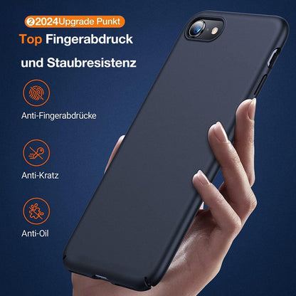 iPhone SE 2020/2022 Hülle Schwarz, Dünn Slim mit 9H