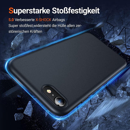 iPhone SE 2020/2022 Hülle Schwarz, Dünn Slim mit 9H