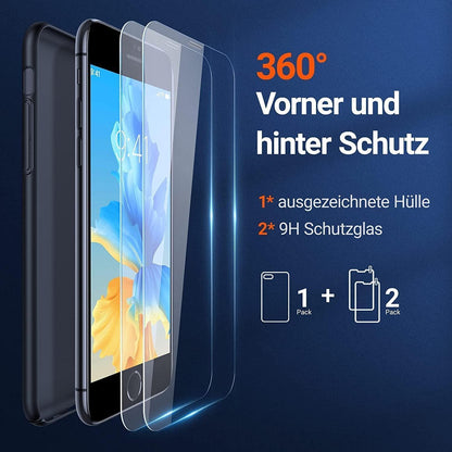 iPhone SE 2020/2022 Hülle Schwarz, Dünn Slim mit 9H
