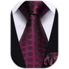 Extra Lange Check Krawatte Taschentuch Set Blau Herren