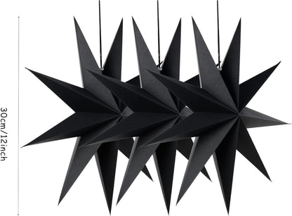 Papier Stern Schwarz 3er Set 30cm Faltsterne Weihnachtsstern