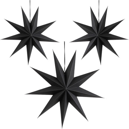 Schwarze Papier Sterne 30cm 3er Set Dekoration für Party Hochzeit