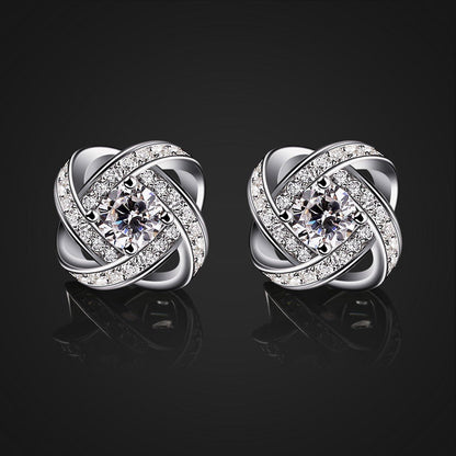 B.Catcher Ohrringe Damen 925 Silber Zirkonia Twist-Würfel